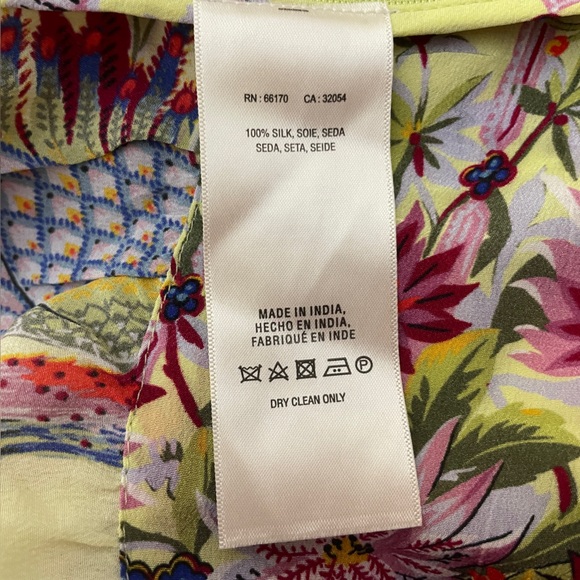 Anthropologie Maeve Garden Silk Top Shirt Blouse US 6 Floral Birds Short Sleeves - Picture 8 of 10